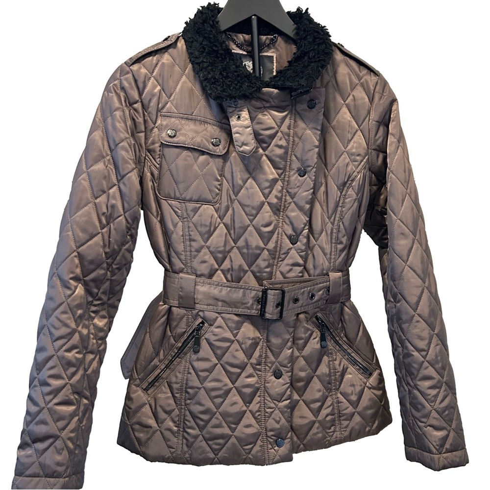 Vince Camuto Brown Faux-Fur Trim Coat – Zip + Button, Belted | Fall/Winter